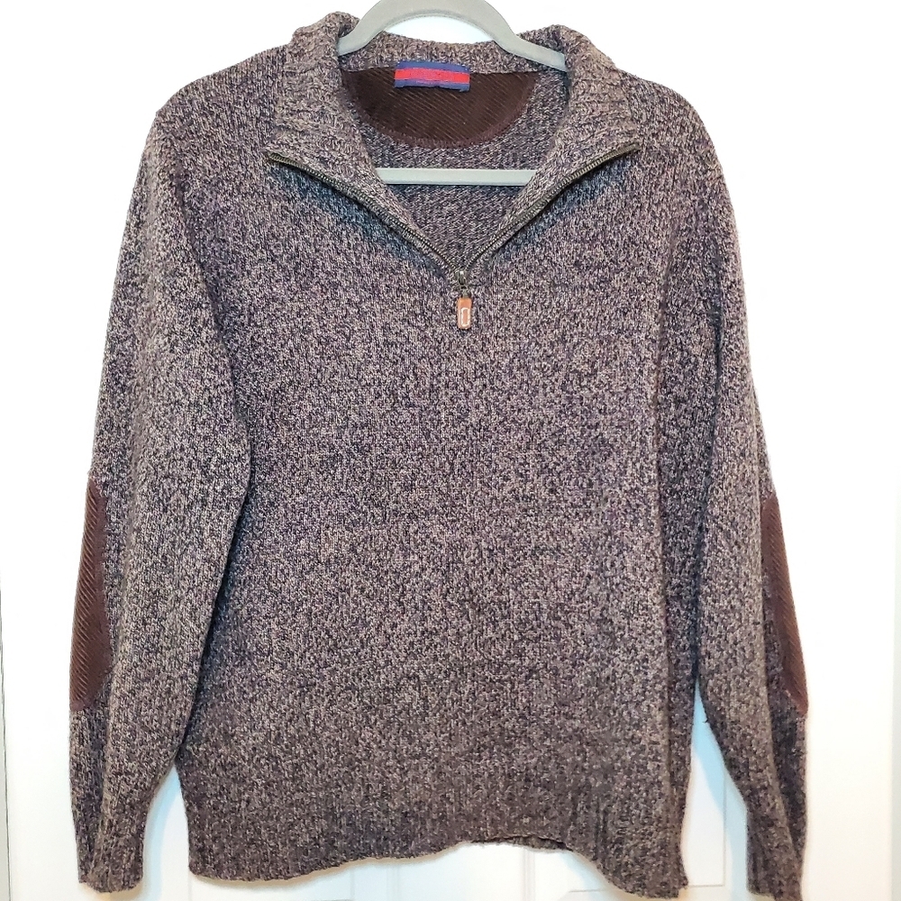 Men's Zip-Up Sweater - Gray and Brown